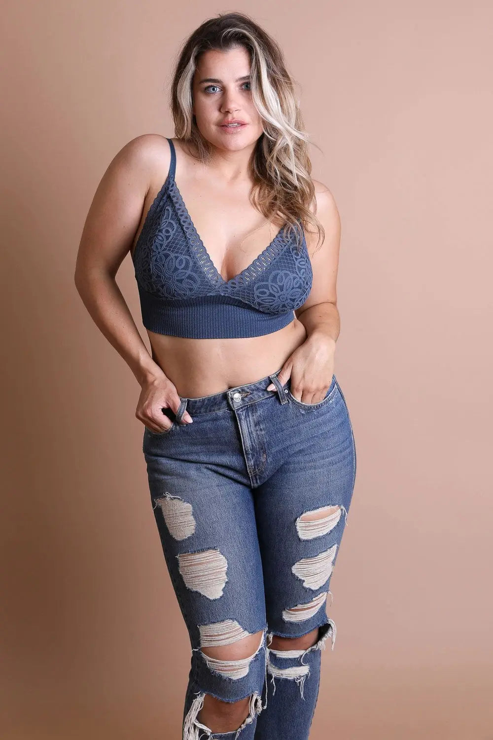 Waistband Loop Lace Brami Plus Size – Elegant Stretchy Lace Cami