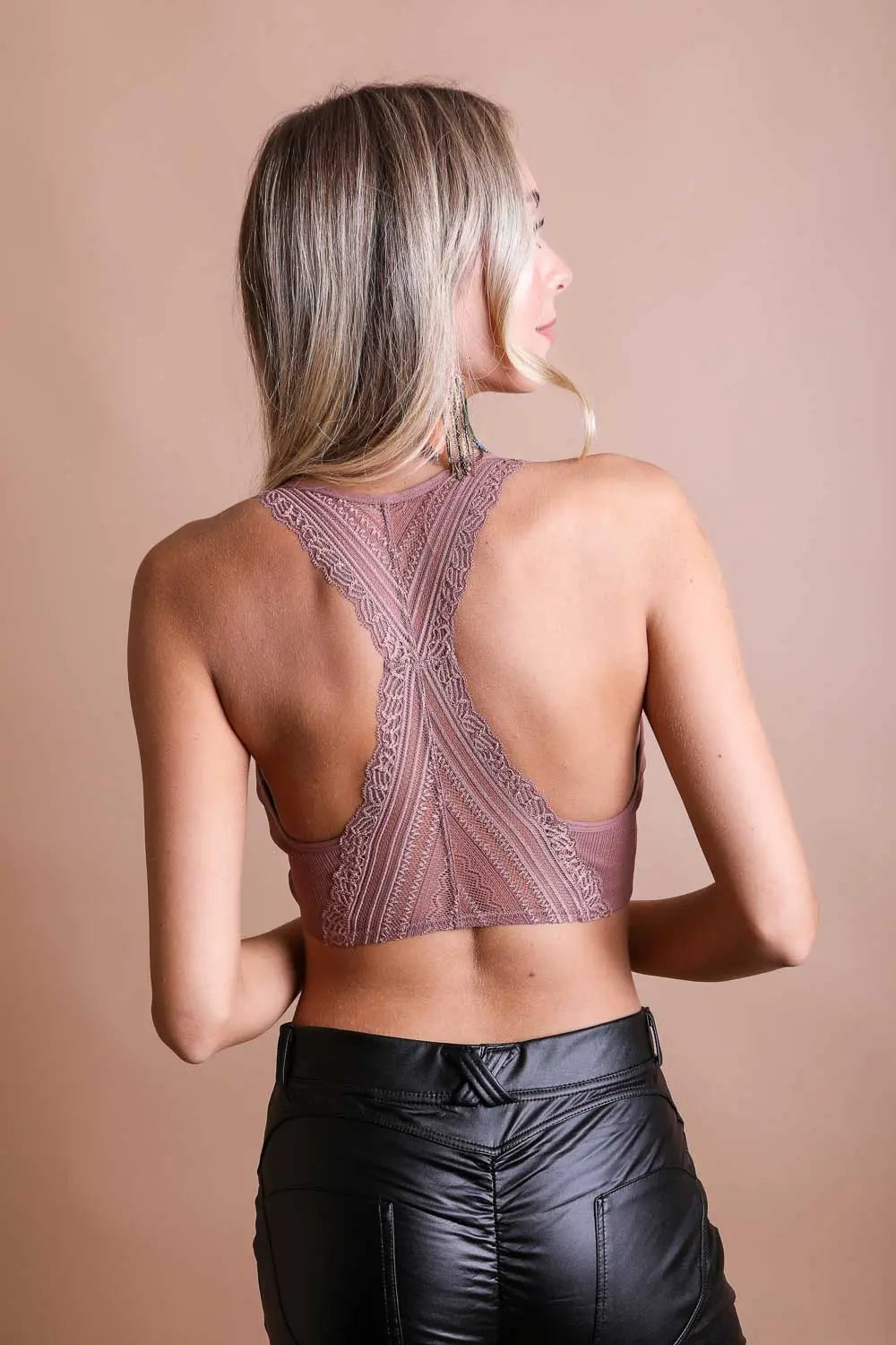 Lacey Racerback Seamless Bralette – Soft Wireless Lace Comfort