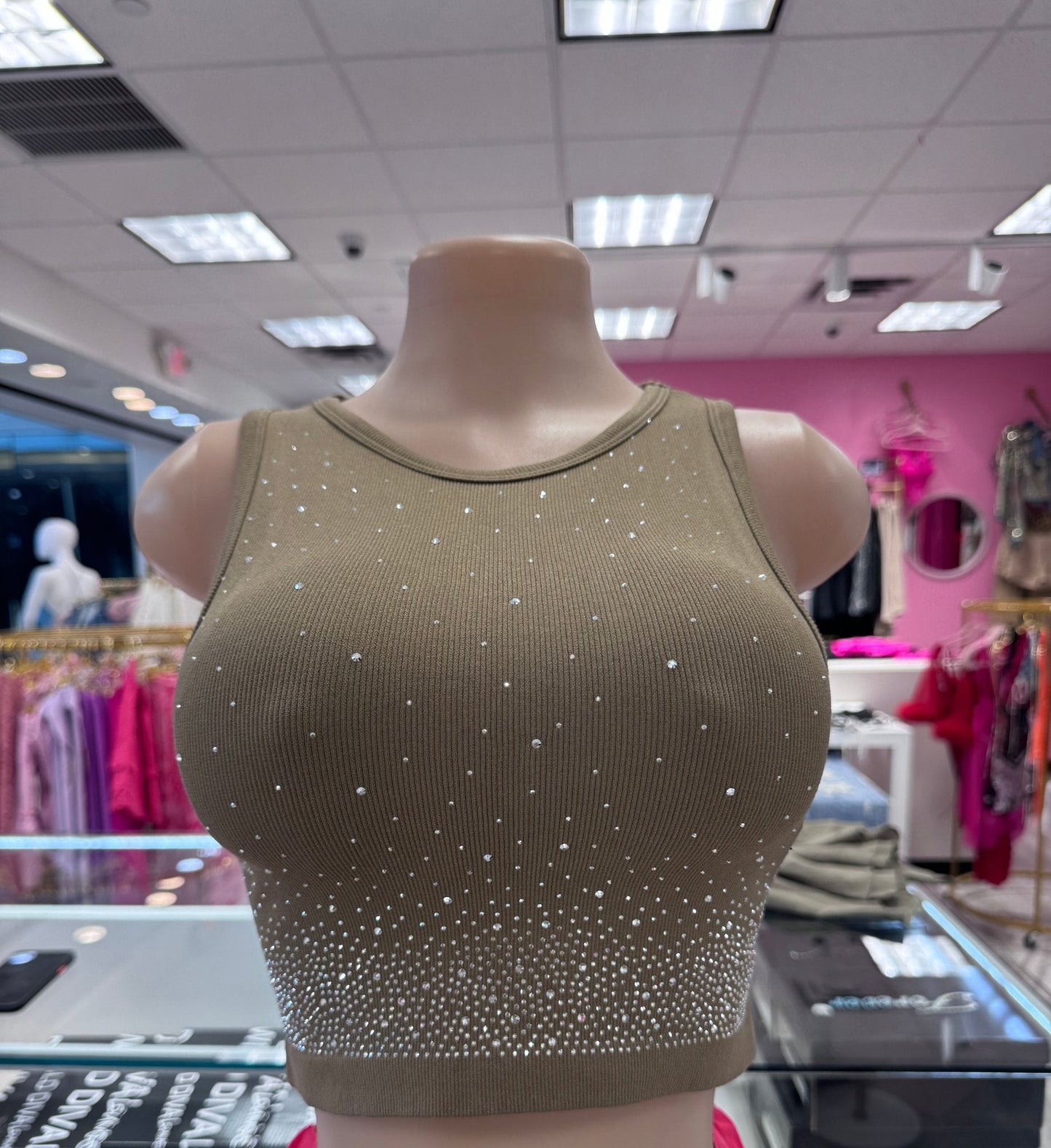 Starlight Rhinestone Stetch Crop Top