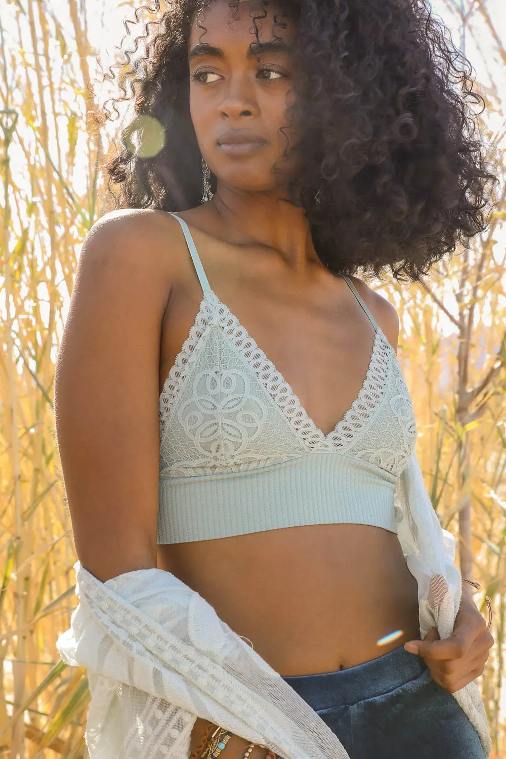 Waistband Loop Lace Brami – Feminine Stretchy Cami Top