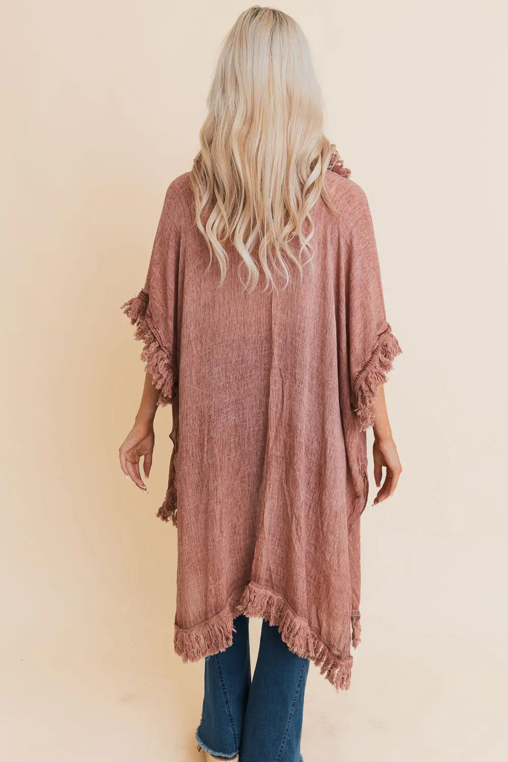 Sun Bleached Fringe Ruffle Kimono