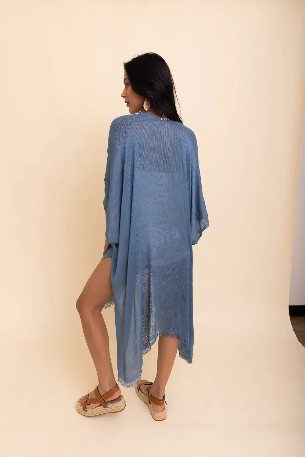 Sun-kissed Breeze Frayed Trim Kimono