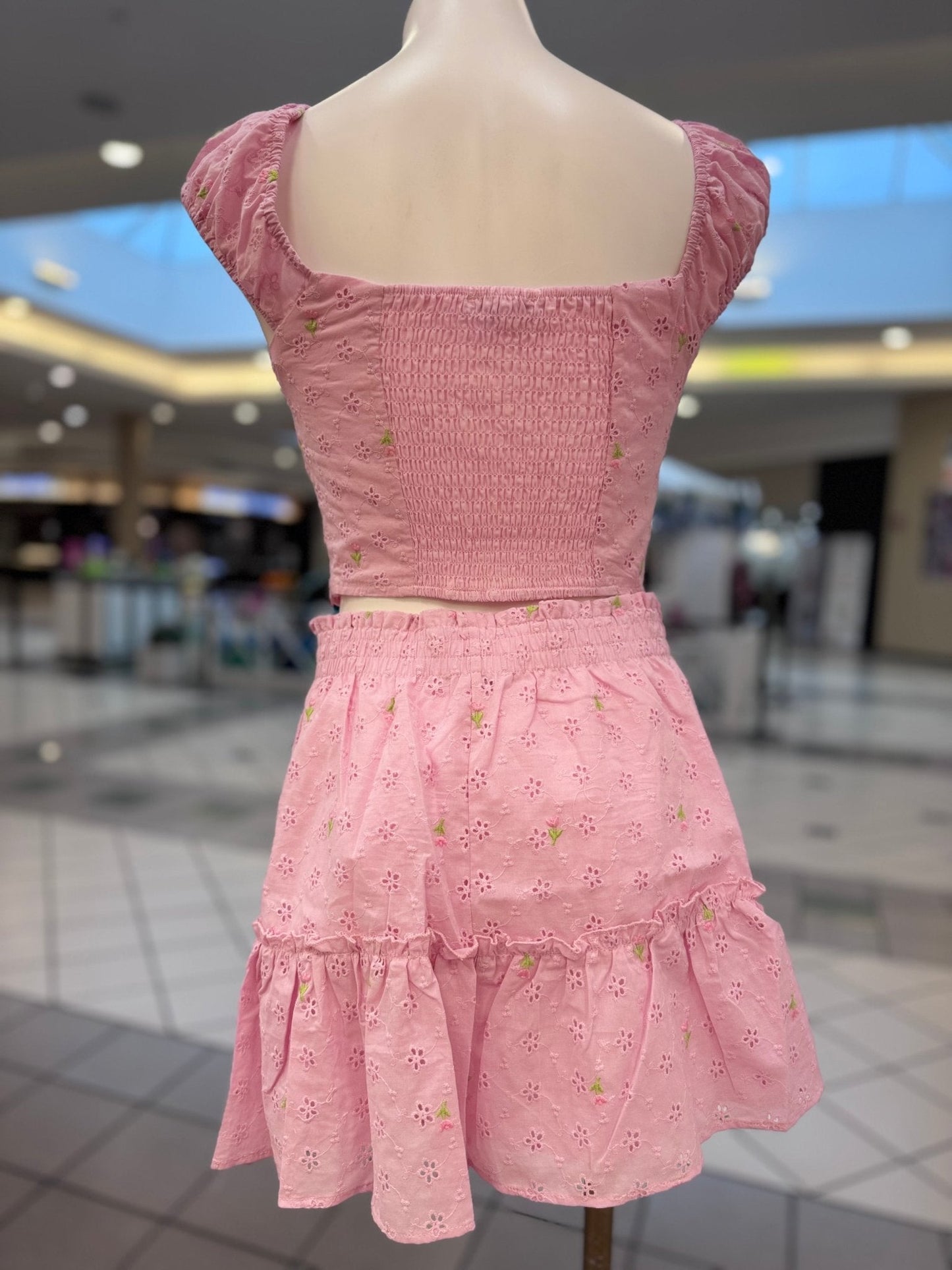 Sweet Tulip Two Piece Cotton Crop Top Skirt Set