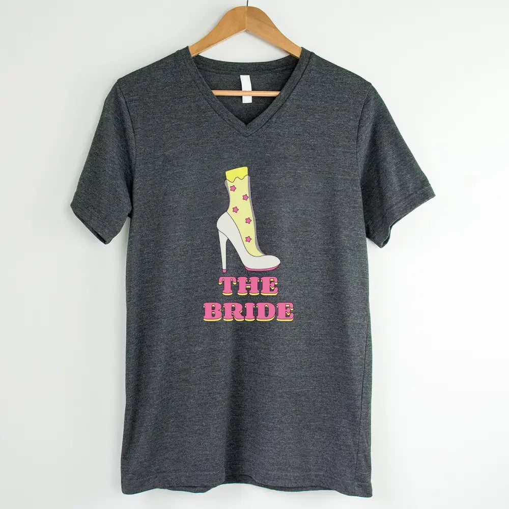 🍾 Team Bride & The Bride 💍 Bachelorette Party Matching V-Neck T-Shirts