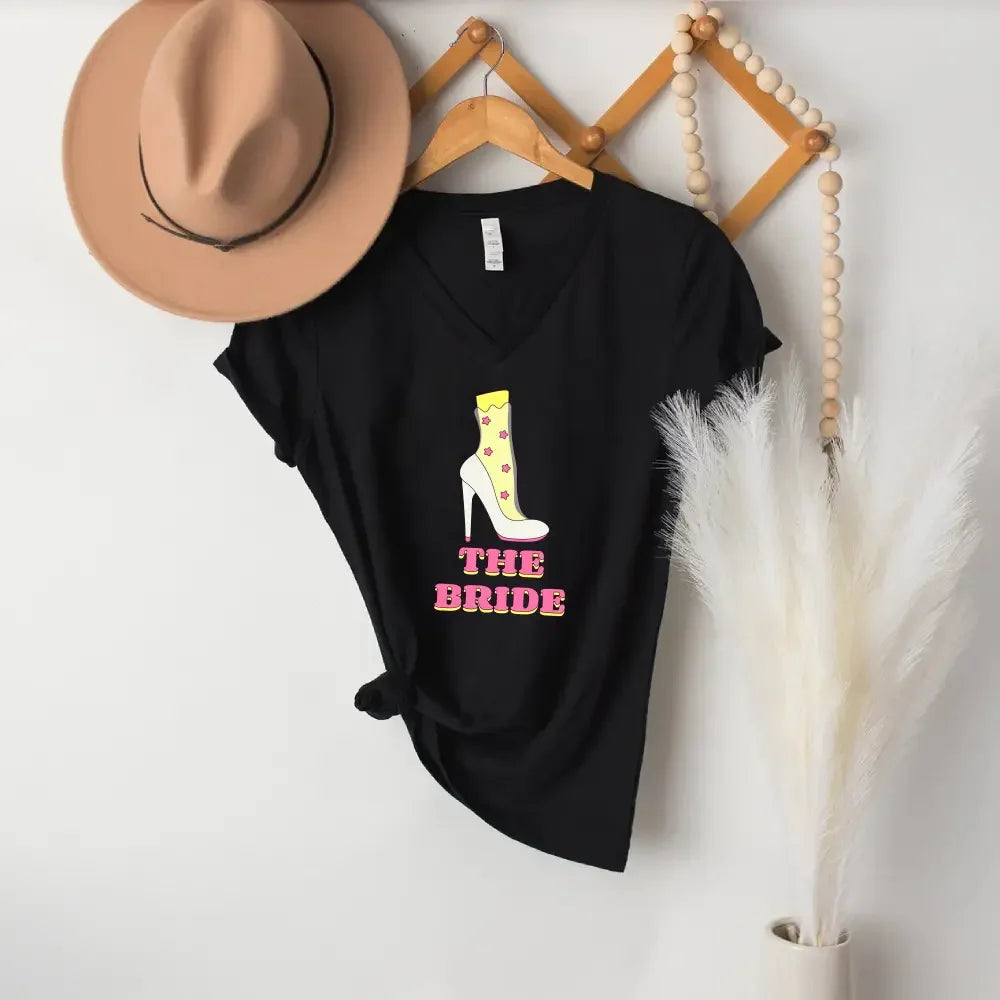 🍾 Team Bride & The Bride 💍 Bachelorette Party Matching V-Neck T-Shirts