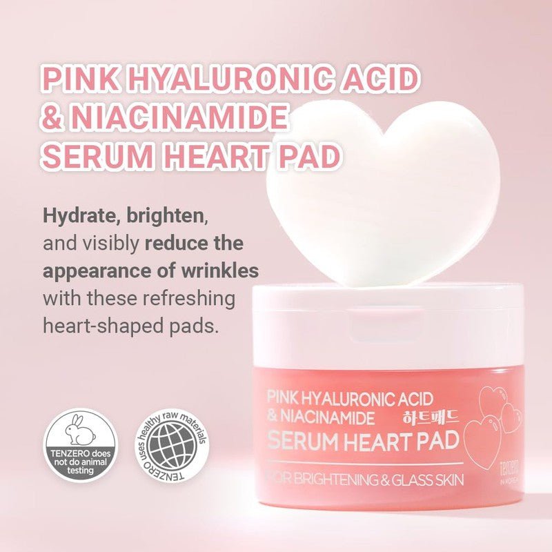 TenZero Hydronic Acid & Niacinamide Heart Serum Pad – Made in Korea