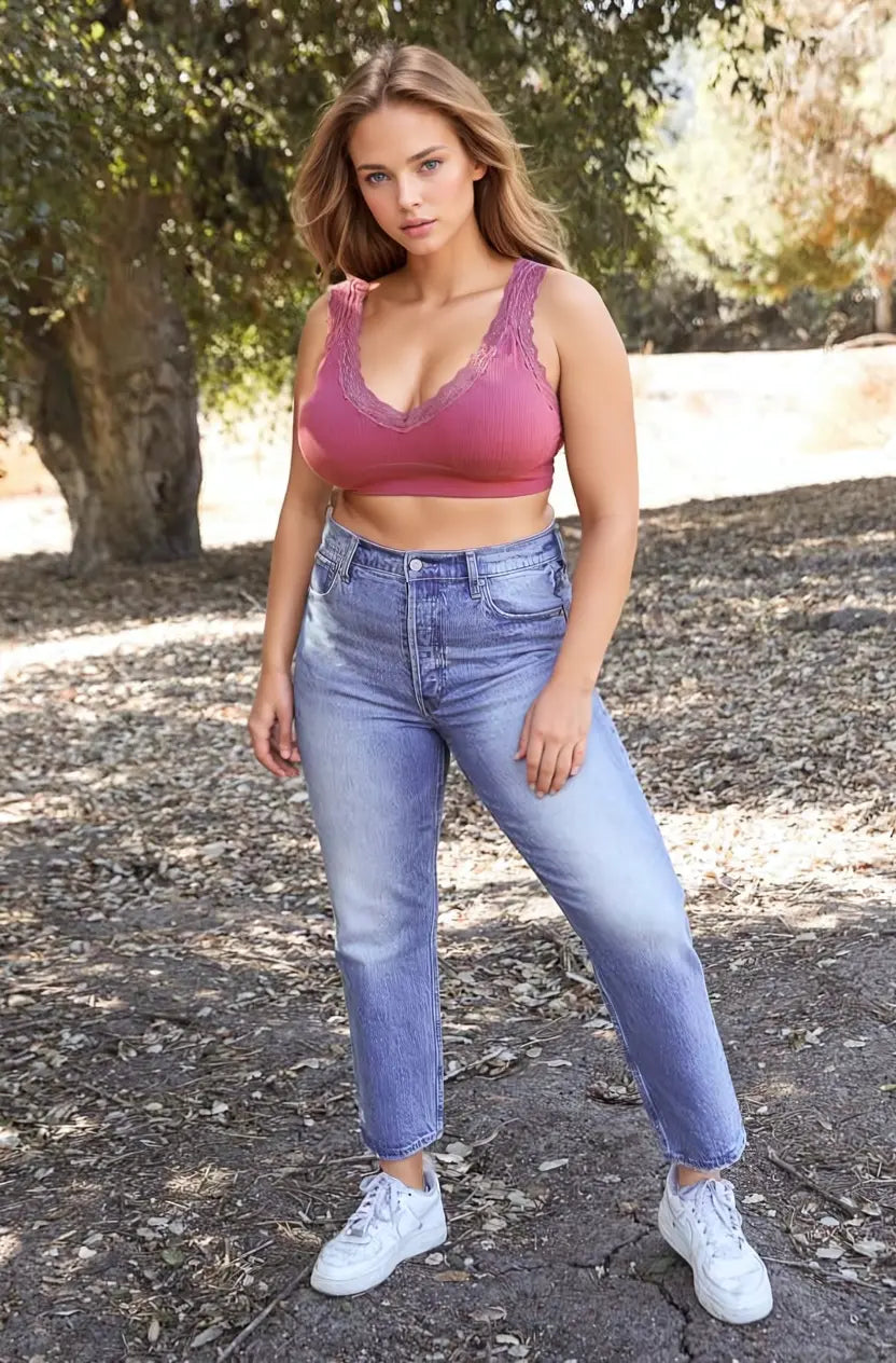 Trendy Lace Trim Bralette for Plus Sizes - Get Yours! 🛍️