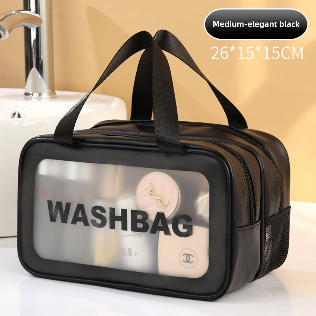Dry & Wet Separation PVC Transparent Beach Bag – Double-Layer Portable Travel Toiletry Bag with Compartments for Makeup & Cosmetic Storage, Ideal for Organizing on-the-Go