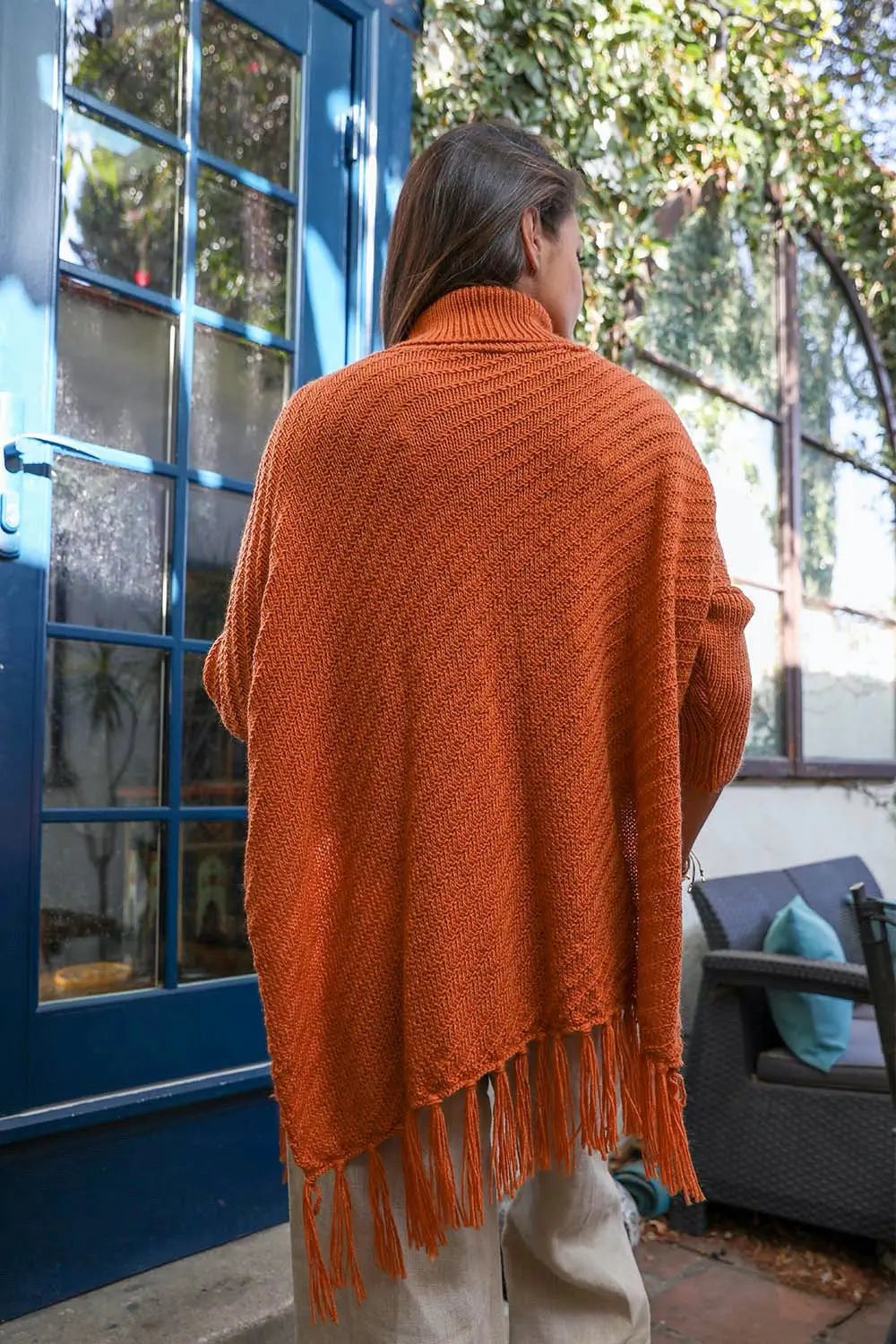 Roll-Neck Poncho Sweater