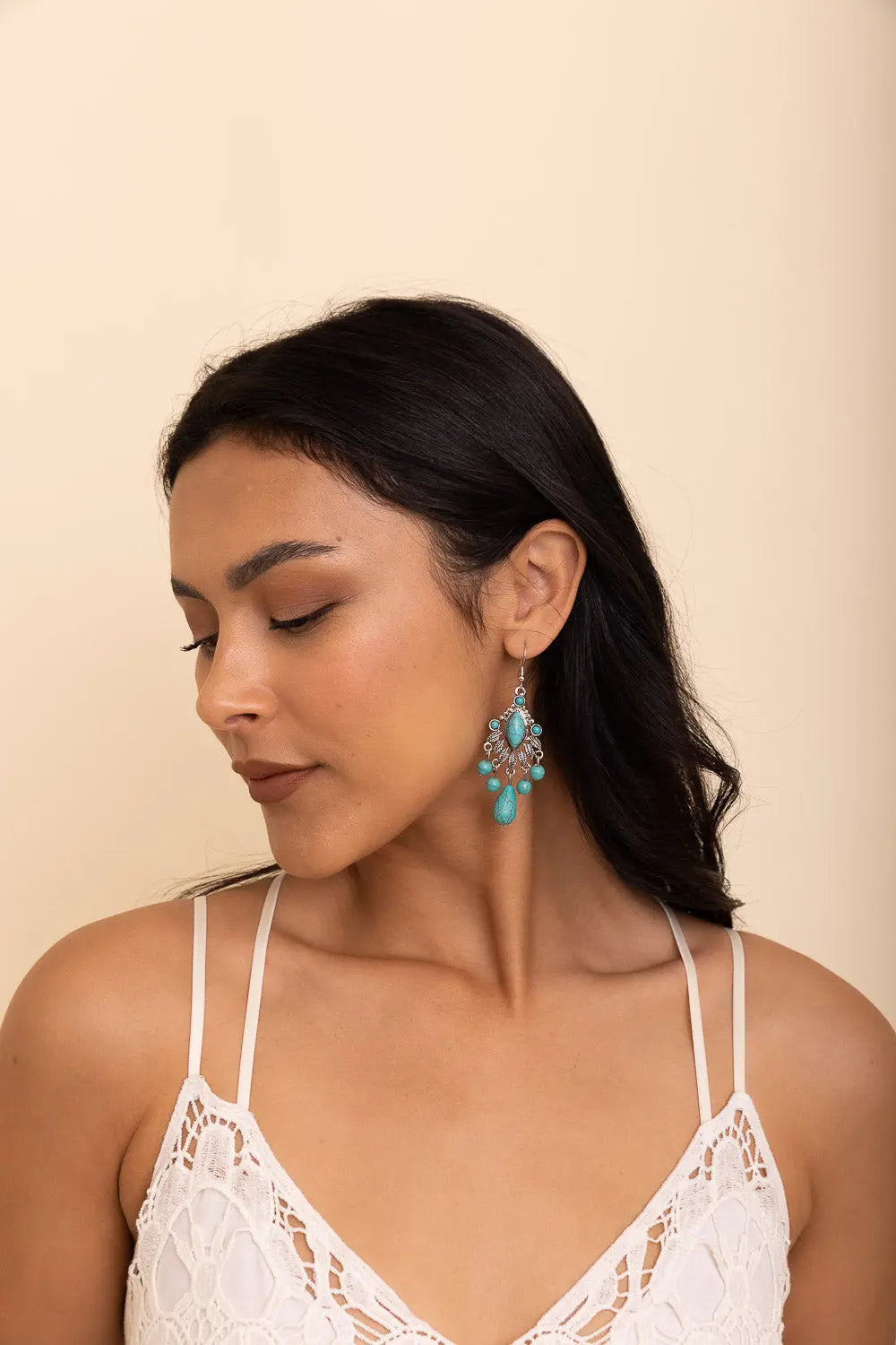 Vintage Turquoise Silver Chandelier Earrings🩵