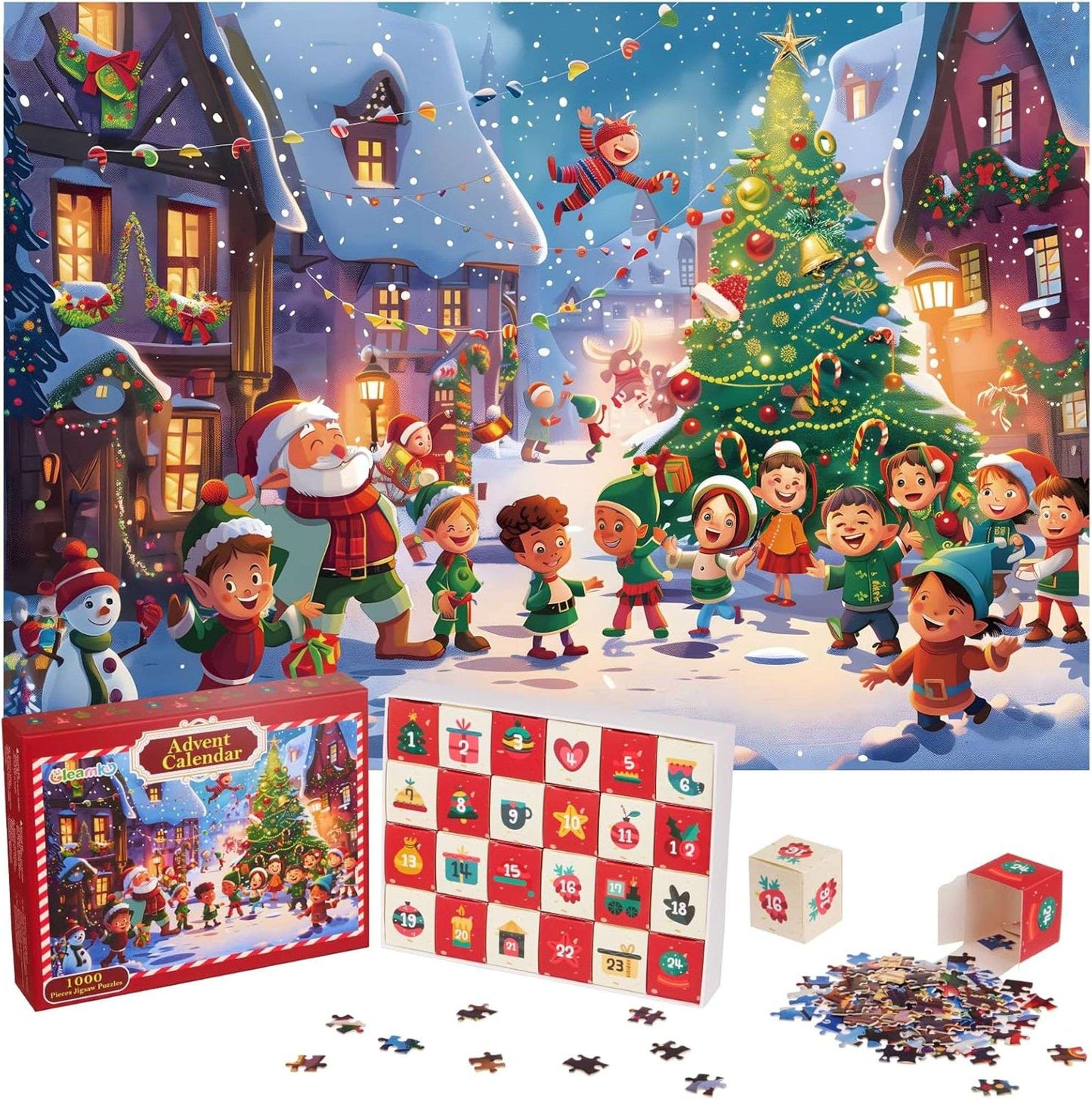Gleamkid Advent Calendar 2024 Christmas Jigsaw Puzzle, 24 Days 1000 Pieces