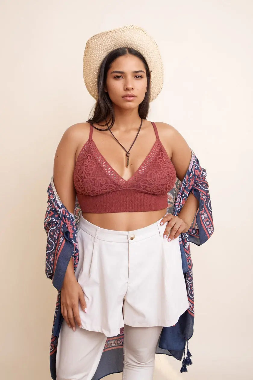 Curvy Waistband Loop Lace Brami – Elegant Plus Size Lace Detail