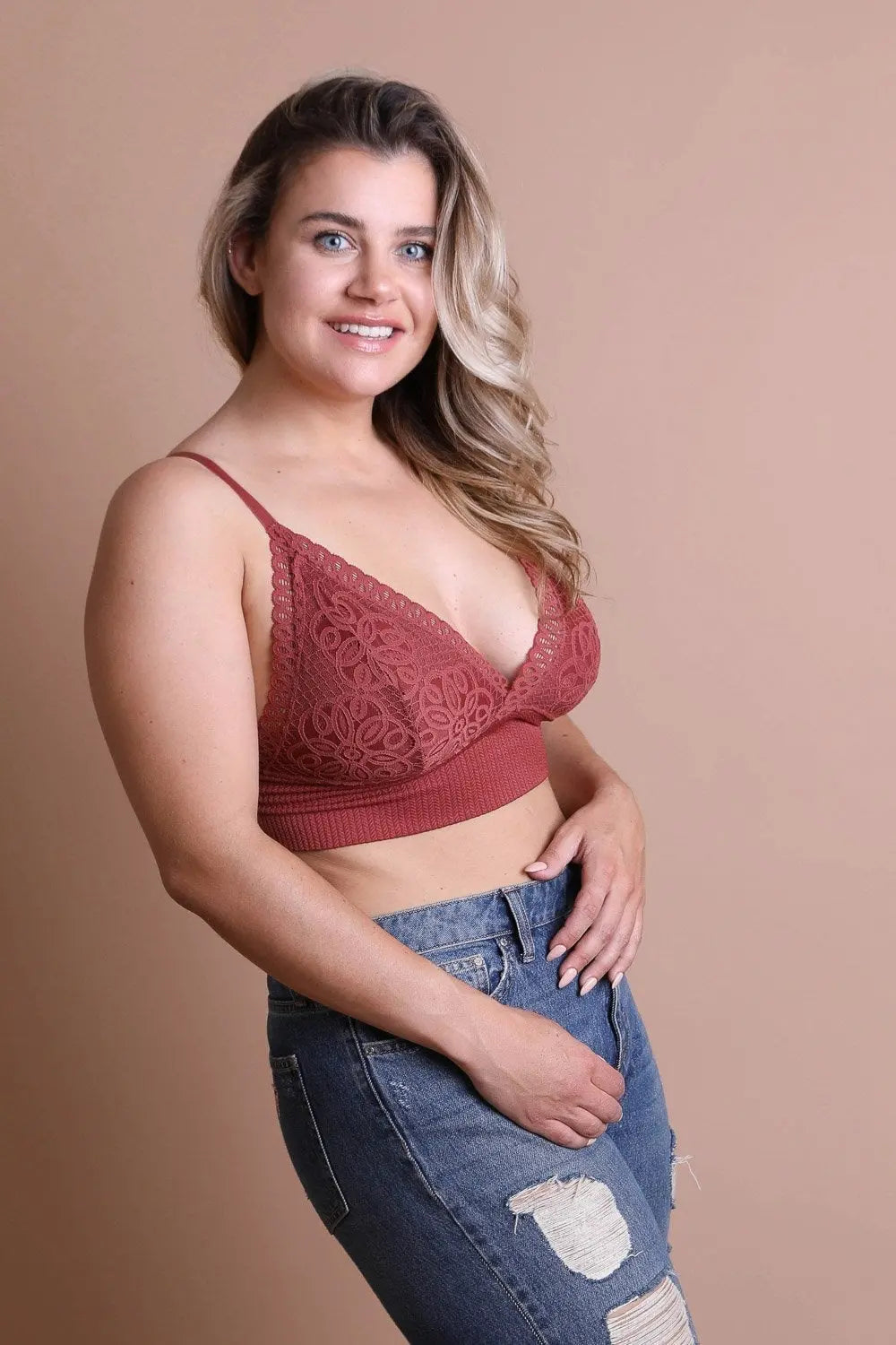 Waistband Loop Lace Brami Plus Size – Elegant Stretchy Lace Cami