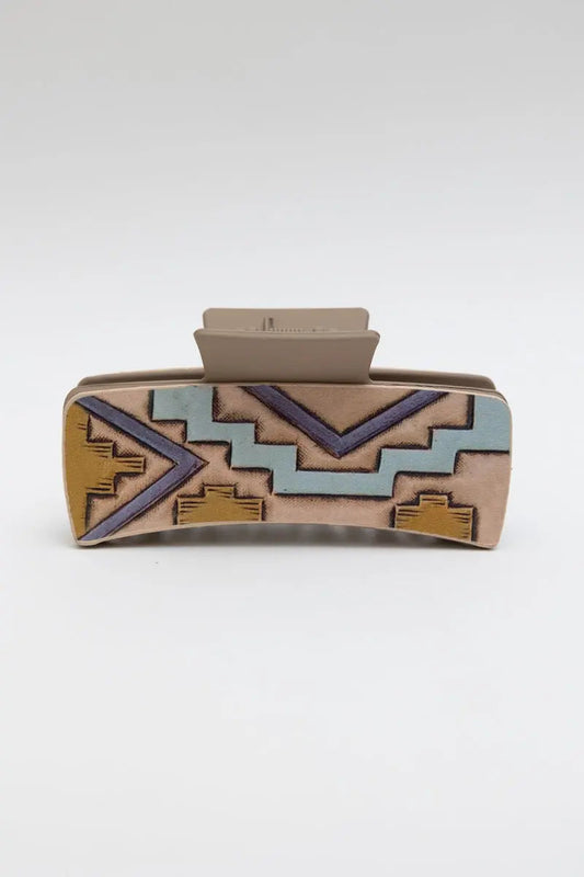 Western Hair Claw Clip – Geometric Tribal Pattern Styling Accessory 🌟
